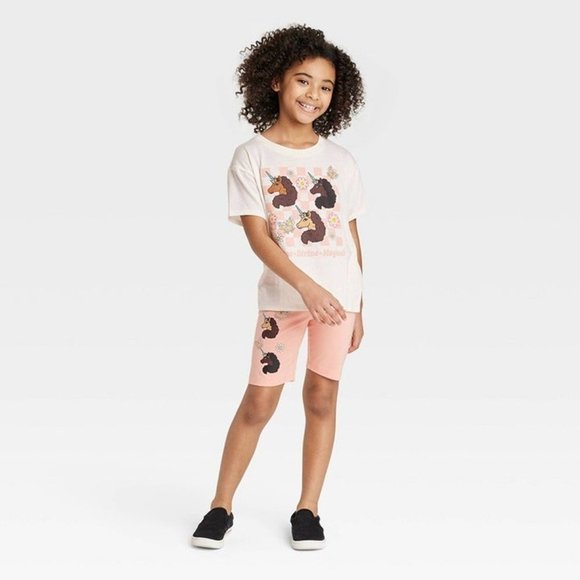 Girls' Afro Unicorn 2pc Top and Shorts Set, 3KIDA-BN - Picture 3 of 9